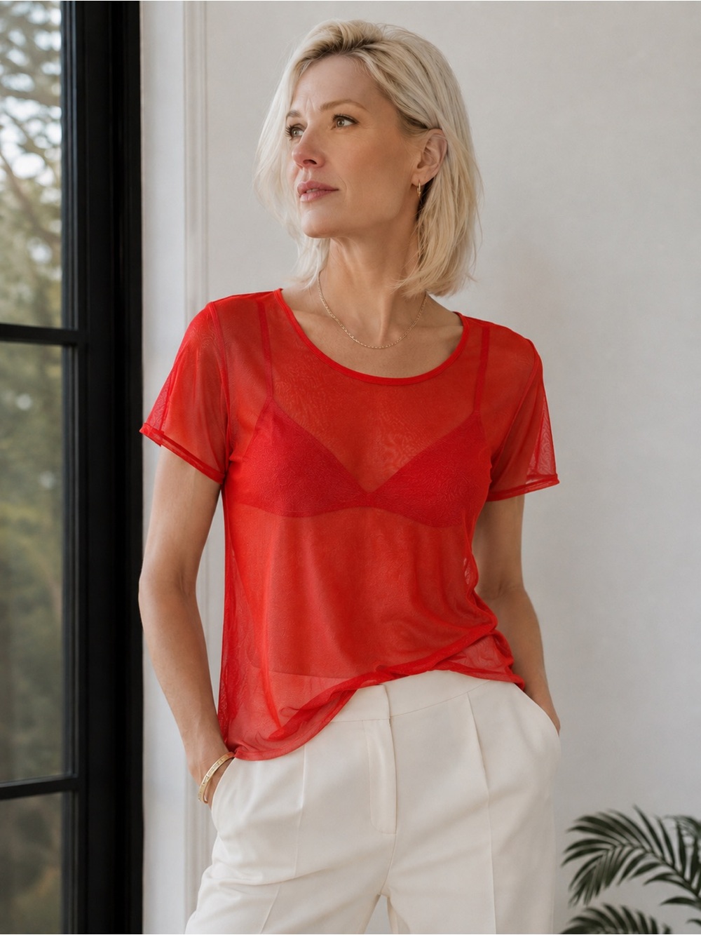 Dolce & Gabbana Intimo Women’s Orange Sheer Gauze Tee - Size Medium